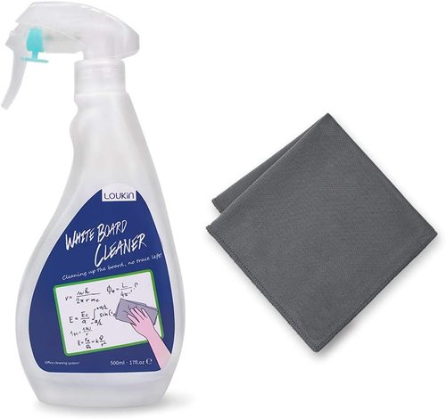 Loukin Non-Toxic Whiteboard Cleaner - Low-Odor Dry Erase Spray with Cloth | 17 fl oz for Stubborn Marks
