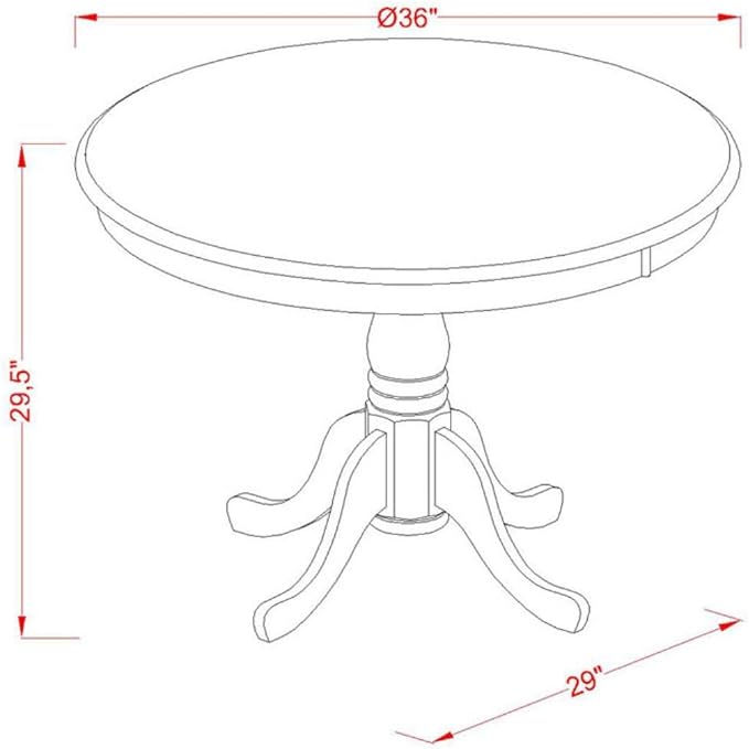 East West Furniture ANT-CAP-TP Antique Dining Room Table - a Round kitchen Table Top with Pedestal Base, 36x36 Inch, Cappuccino