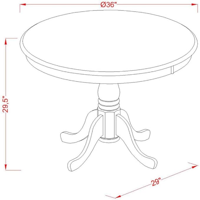 East West Furniture ANT-OBK-TP Antique Modern Dining Table - a Round Kitchen Table Top with Pedestal Base, 36x36 Inch, Oak & Black