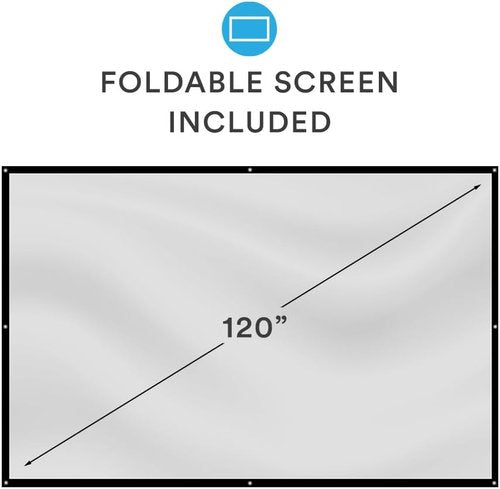 Core Innovations Home Theater Bundle - Projector, 120" Screen & Mini Bluetooth Speakers | Sea Blue