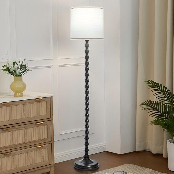 EUO 64.5" Dark Brown Floor Lamp for Living Room, Rustic ORB Floor Lamp | Bamboo Floor Lamp, Oil-Rubbed Bronze Floor Lamp, Rustic, Farmhouse, Minimalist Home Decor, For Living Room, Bedroom, Bookroom