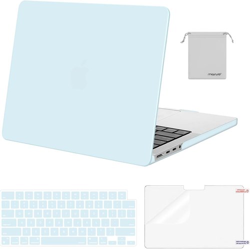 **MOSISO MacBook Pro 14 Inch Hard Case - Cloud Blue with Keyboard Skin, Screen Film & Pouch**