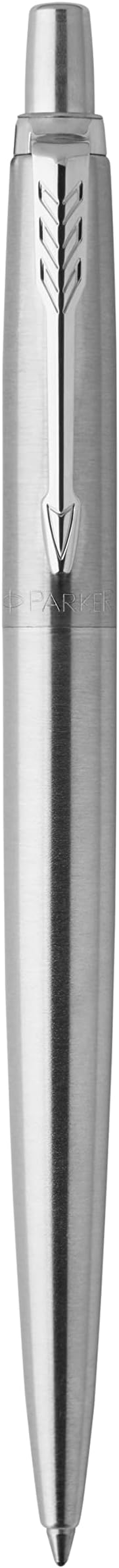 Parker Jotter Ballpoint Pen, Stainless Steel with Chrome Trim, Medium Point, Blue Ink - Smooth Writing, Sleek, Polished, Professional, Desk Essentials