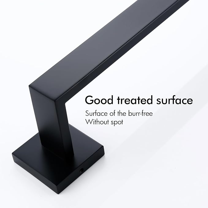 BANOLUX Towel Rack, 12-Inch Towel Bars for Bathroom, Plainshe Towel Rail Towel Racks for Bathroom Wall Mount SUS304 Hand Towel Holder Heavy Duty, Matte Black Towel Bar 2 Pack, A7-TB-MB-12IN-2PACK