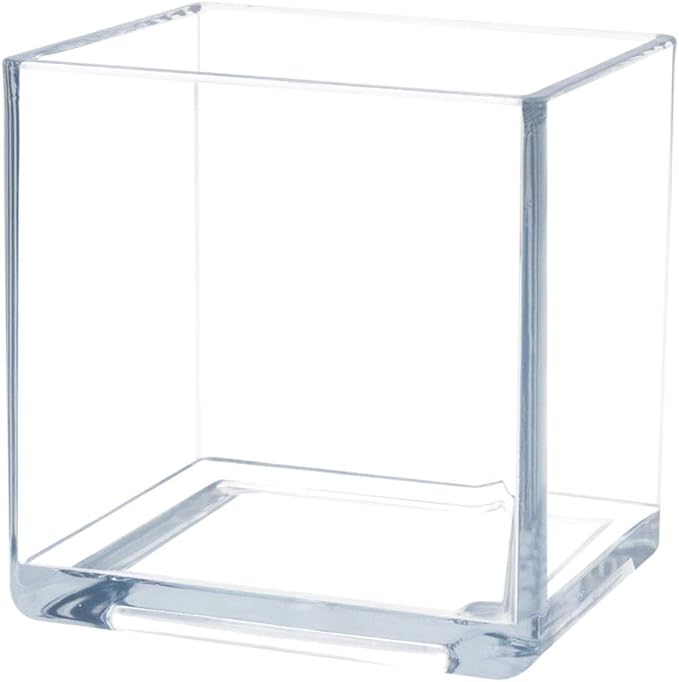 Royal Imports Clear Acrylic Flower Vase Cube – 4"x4" Plastic Square Vase for Flowers – Unbreakable Decorative Centerpiece for Home, Wedding, or Events – Clear Large Look, Modern Design