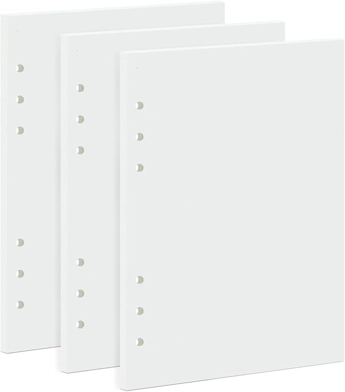 A5 Loose Leaf Refill Paper, 210x142mm, 135 Sheets Plain White Planner Refills, 6 Ring Binder Compatible, 100GSM Insert Papers for Notebooks, School, Office, College Notes, Journaling & Printing