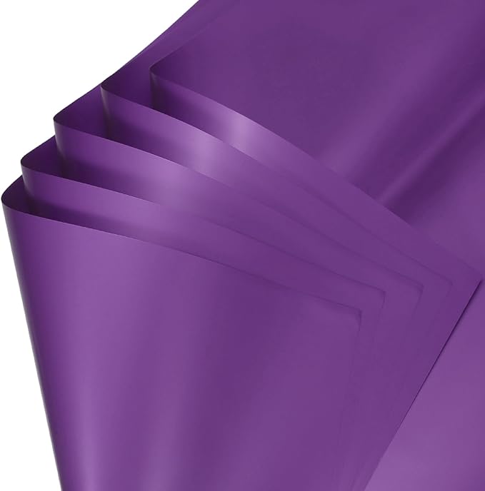 uxcell 60 Sheets Flower Wrapping Paper, 21.5" x 21.5" Waterproof Floral Bouquet Wrapping Papers Florist Supplies for Wedding Party Gift Packaging DIY Crafts, Dark Purple