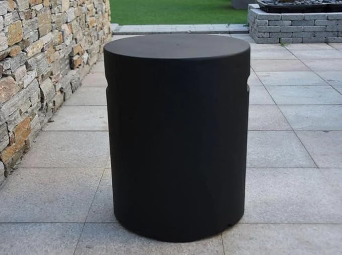 AMS Fireplace | Elementi 20lb Propane Tank Cover (Cylinder - Dark Grey) | Handcrafted Glass-Fiber Reinforced Concrete, Dark Grey Color, Round Shape, Size - 15.7 x 15.7 x 20 inches | Use as End Table