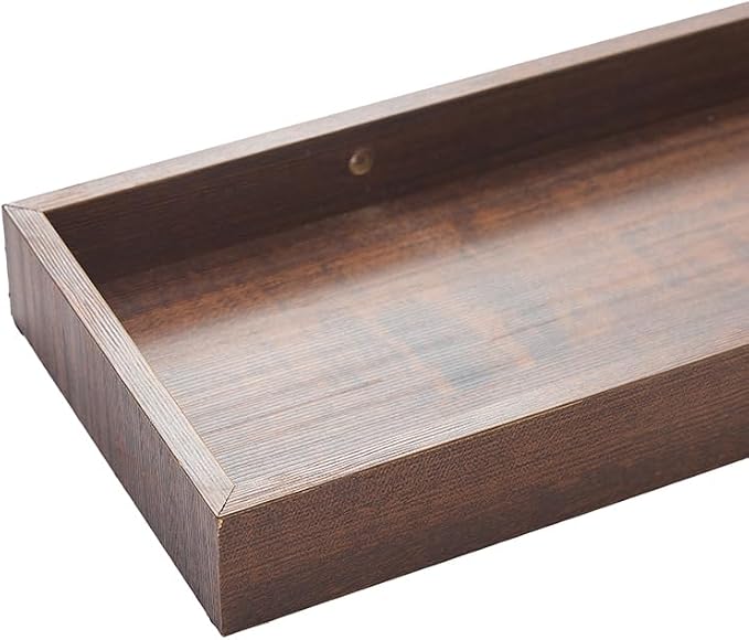 Floating Shelves for Wall, Wooden Wall Shelves for Bedroom Living Room Kitchen, Modern and Rustic Bathroom Shelves with Raised Lip, Decor Floating Shelf for Storage (Walnut-Like,2 Set,15.7 in)