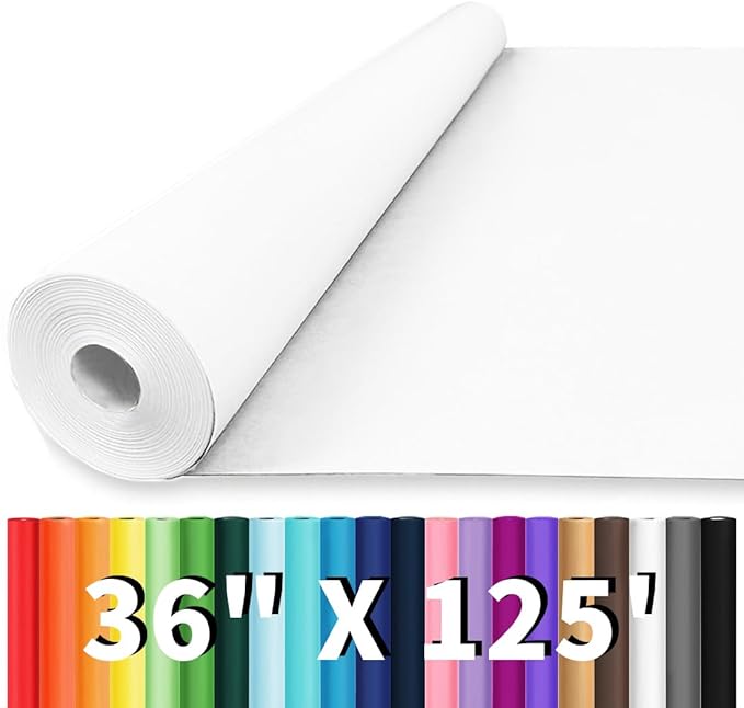 Vanhench 36"x1500"(125') White Wrapping Paper, Bulletin Board Paper, White Easel Painting Drawing Paper Roll Kids Art Supplies, Chart Poster Paper for Floor Covering Arts Crafts Gift Wrapping 80GSM