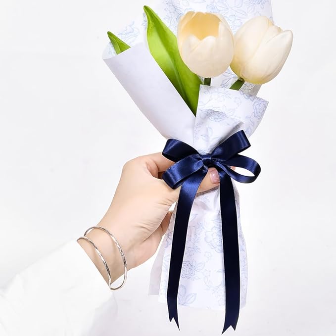 YAMA Navy Blue Double Face Satin Ribbon 5/8" 25 Yards Navy Ribbon for Gift Package Wrapping,Floral Design,Hair Bow Clip Making,Crafting,Sewing,Wedding Decor