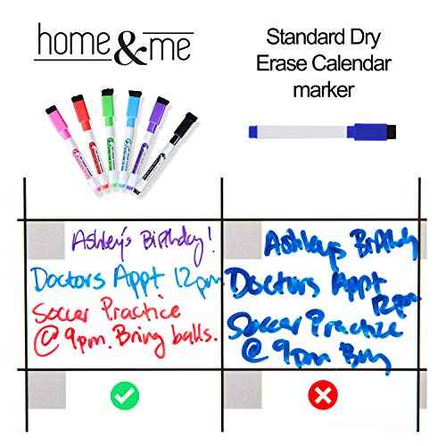 Magnetic Dry Erase Fridge Calendar and Whiteboard Bundle for Fridge: 2 Boards - 17"x12" - 6 Fine Tip Markers and Large Eraser with Magnets - Monthly Magnetic Whiteboard for Fridge - Fridge Whiteboard
