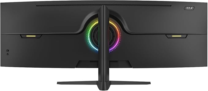 ZZA 49-Inch Ultra-Wide DQHD Curved Gaming Monitor | 5120x1440, 1500R, 165Hz, AMD FreeSync, 120% sRGB, Height Adjustable, HDMI 2.1/DP 1.4 Wall Mountable- Black
