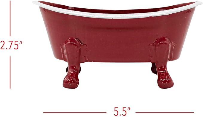 Foreside Home and Garden Red Enamel Bathtub Soap Dish Planter Metal by Foreside Home & Garden