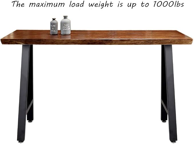 TIEOU Metal Legs for Table A Shape 28" H Tall Industrial Black Table Legs Heavy Duty Metal Desk Legs Set of 2(Without Boards)