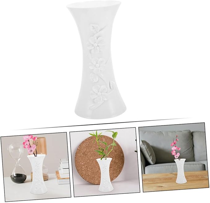 Angoily 3pcs Minimalist Plastic Flower Vases White Nordic Style Compact Lightweight Decorative Floral Arrangement Holders for Home Office Table Centerpiece Hydroponic Display