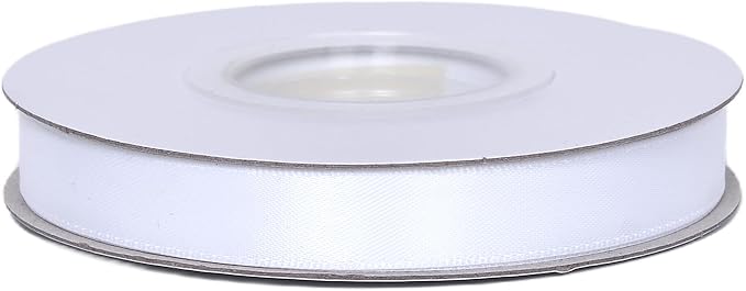 YAMA White Double Faced Satin Ribbon 1/2 Inch 25 Yards Thin White Fabric Ribbons for Gift Wrapping Crafts Bows Wedding Party Christmas Decoration Floral Arrangement