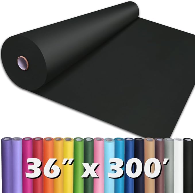 PerkHomy Black Kraft Paper Roll 36" x 3,600" (300') for Gift Wrapping Bouquet Flower Art Painting Craft Writing Packaging Shipping 80GSM 55LB (Black, 36" x 300')