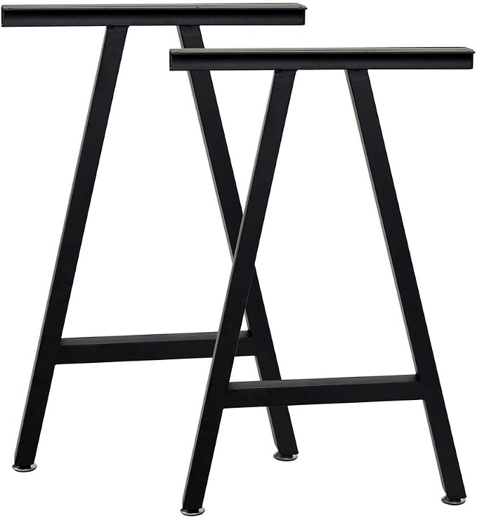 TIEOU Metal Legs for Table A Shape 28" H Tall Industrial Black Table Legs Heavy Duty Metal Desk Legs Set of 2(Without Boards)