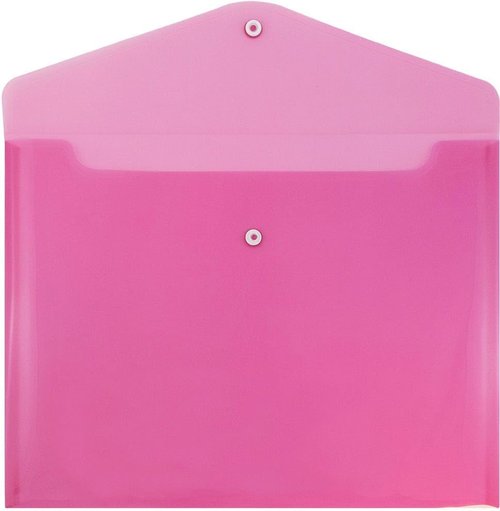 JAM PAPER Plastic Envelopes - Snap Closure for Letter Booklets - 9 3/4 x 13 - Fuchsia Pink - 3 Pack