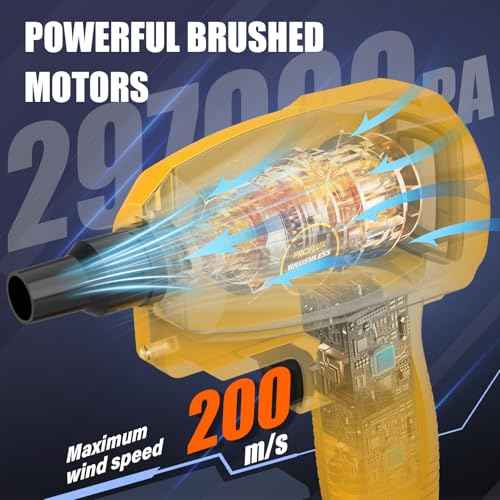 High Volume Compressed Air Duster with 20V Max Battery, 50000RPM Brush Motor, LED Light, 6 Multi-Use Accessories - Ideal for PC Keyboard, Car Cleaning £¨Battery Included£©