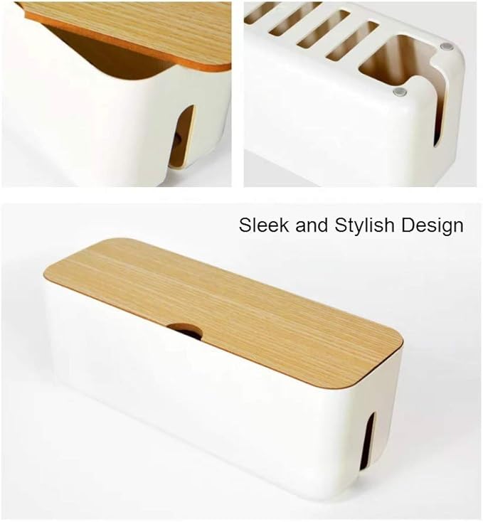 Sourcemall Cable Management Box| Power Stripe Organizer|Cord Organizer Box| Hide and Conceal Power Strips and Electrical Cords from TVs, Computers, and Desks| Keep Pets Safe