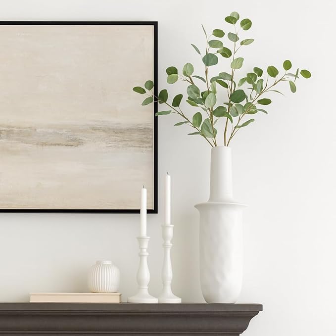 Ceramic Flower Vase for Living Room Decor – Elegant Tall Home and Office Vase with Unique Flared Top Perfect for Fresh Florals – A Modern Centerpiece for House, Bedroom, and Tabletop – 25" Ivory