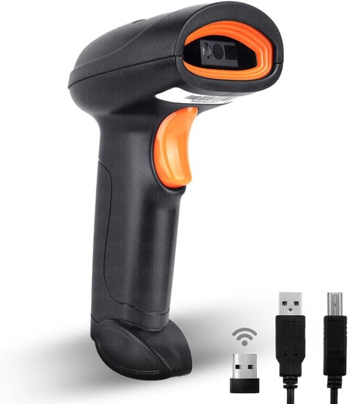 Helett® HT20 Wireless 2D & 1D Barcode Scanner - Rechargeable with Induction Scanning & Built-in Light | Black ABS