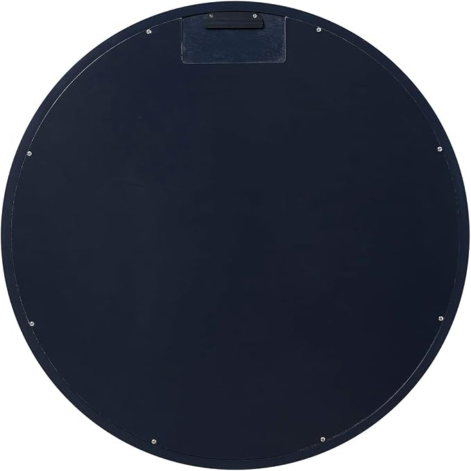 ARIEL Round Wooden Mirror 36" in Midnight Blue, Wood Circle Wall Mirror for Bathroom, Vanity, Entryway & Living Room Decor, Farmhouse Style