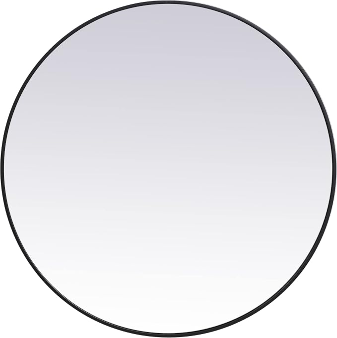 Elegant Decor Eternity 39" Round Mid Century Metal Frame Mirror in Black