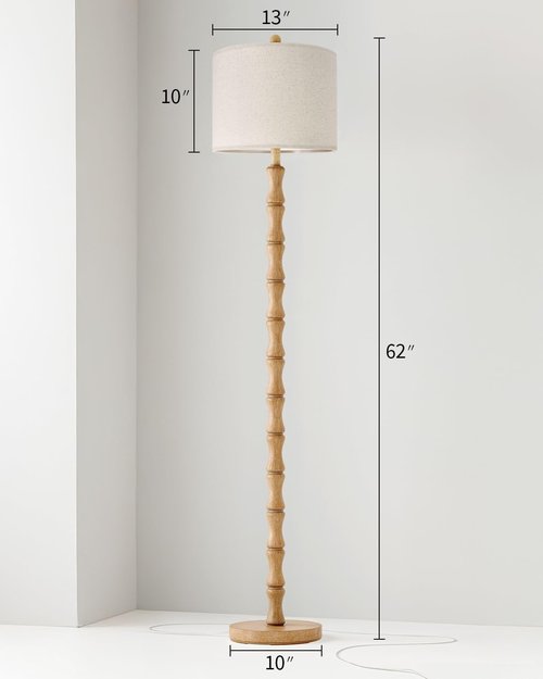 BOBOMOMO 62" Farmhouse Floor Lamp - Rustic Retro Design with Rotary Switch for Living Room & Bedroom