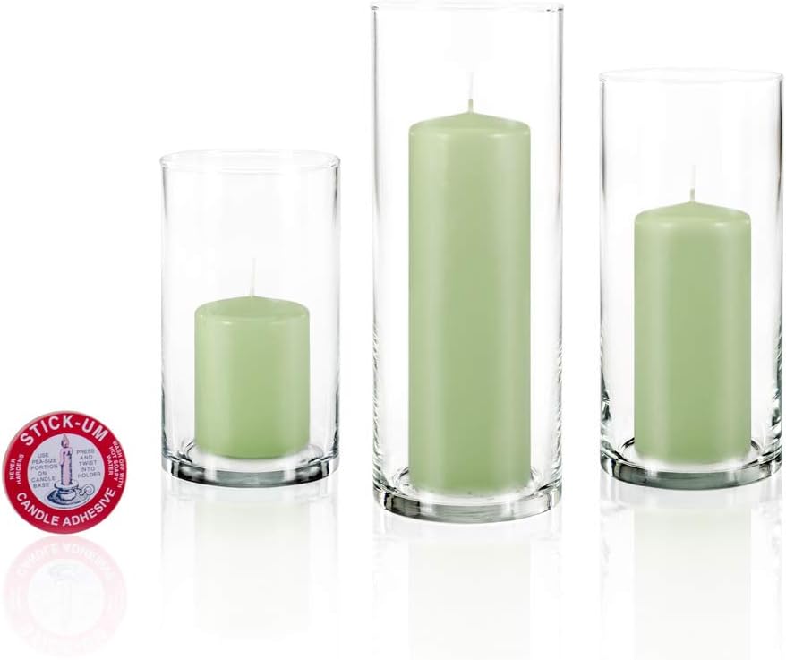 yummi Set of 12 Slim Pillars and Cylinder Vases - Mint