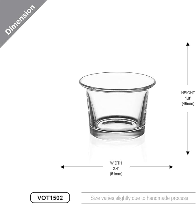 WGV Flare Lip Cylinder Tea Light Votive Candle Holder 2.4" W x 1.75" H, Clear Oyster Glass Cup, Small Accent Decor, 24 Pieces
