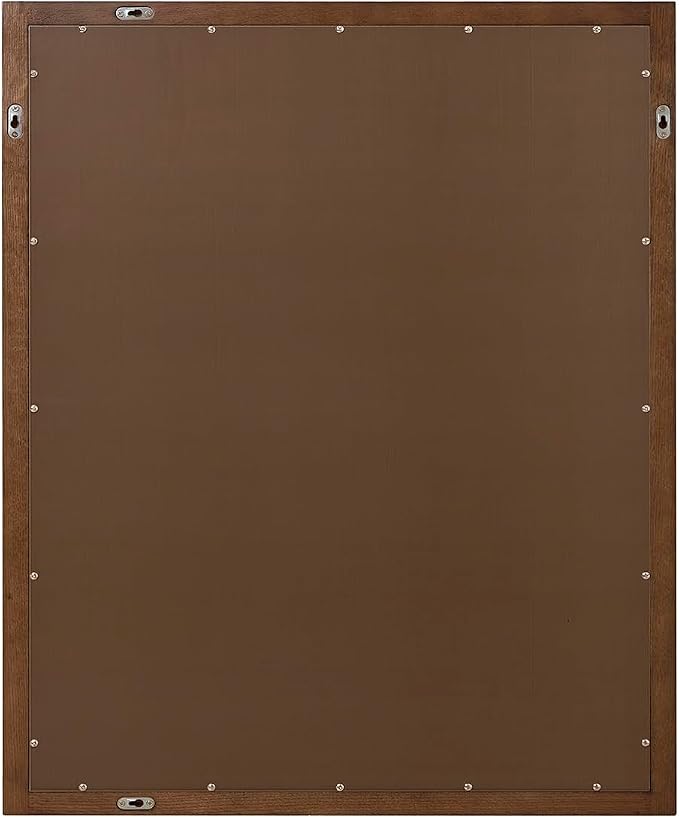 ARIEL Rectangular Wooden Mirror 30" x 36" in Brown Oak, Flexible Horizontal/Vertical Hanging for Bathroom, Vanity, Entryway & Living Room Decor, Farmhouse Style