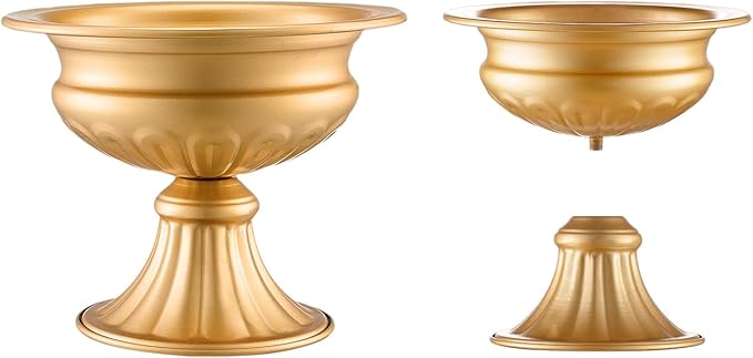VEVOR 10PCS 16cm/6.3” Tall Wedding Flower Vase, Metal Wedding Centerpiece, Gold Floral Arrangement Stand Display Rack for Tables Wedding Dinner Party, Anniversary Ceremony Birthday Event Decor