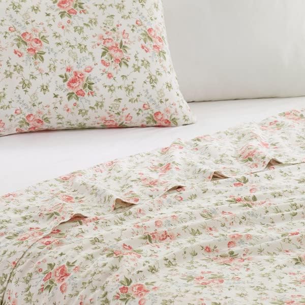 Laura Ashley - Twin Comforter Set, Plush Velour Micromink Face Bedding with Soft Cotton Reverse, Medium Weight for Year Round Use, 2 Piece Bed Set with Matching Pillowcase (Wisteria Pink)