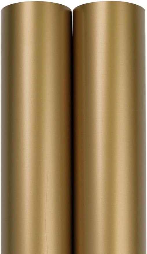JAM Paper Gift Wrap - Matte Wrapping Paper - 52.6 Sq Ft Total (17 in x 18 Ft Each) - Matte Gold Foil - 2 Rolls/Pack