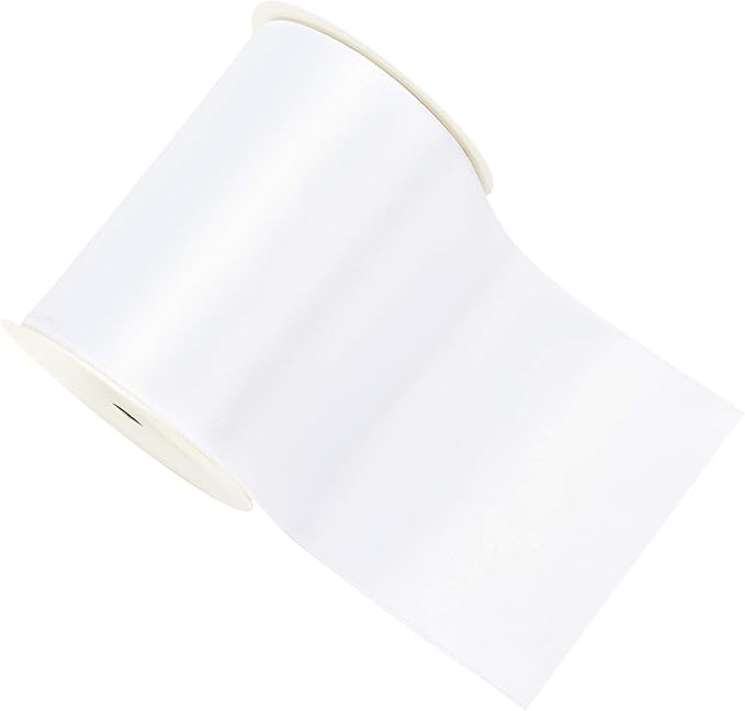 YAMA Double Face Satin Ribbon Roll - 4 inch Wide Solid Color Craft Ribbon, Great for Chair Sash,Making Bow, Sewing and Wedding Bouquet- 5 Yard/Spool, White