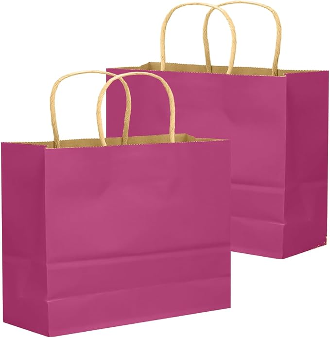 qiqee 13"x4.5"x10" Large Gift Bag with Handles Bulk 32PCS Gift Paper Bags Rosy Bags Multiple Uses (Wide Large)