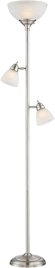 360 Lighting Ellery Modern Tree Torchiere Floor Lamp Standing 3-Light 72" Tall Brushed Nickel Silver Frosted White Glass Shade Decor for Living Room Reading House Bedroom Office