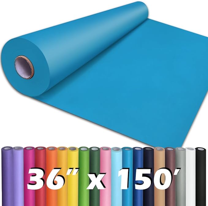 PerkHomy Lake Blue Kraft Paper Roll 36" x 1,800" (150') for Gift Wrapping Bouquet Flower Art Painting Craft Writing Packaging Shipping 80GSM 55LB (Lake Blue, 36" x 150')
