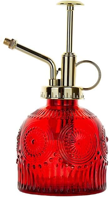 Glass Plant Mister Spray Bottle, 230ML Vintage Plant Spritzer, Succulent Watering Bottle Glass with Top Pump, Small Plants Sprayer Watering Can for Indoor Outdoor House(Red)