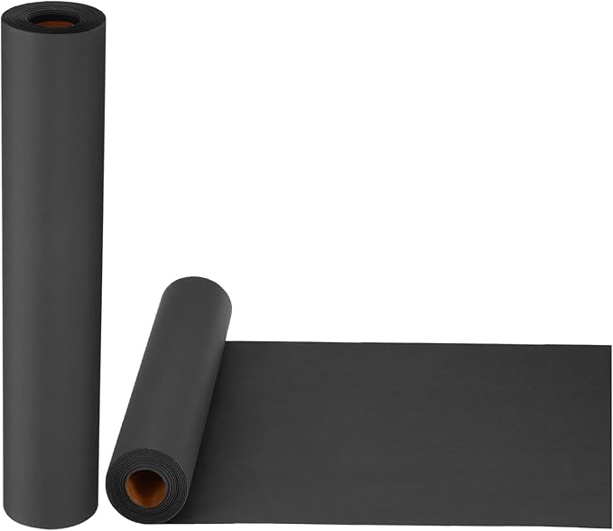 PATIKIL Wrapping Paper, 2 Pack 12"x800"(66') Bulletin Board Paper Roll Kraft Paper Roll Construction 80GSM for Shipping Packing Gift Wrapping Craft Flower Bouquet Christmas, Black