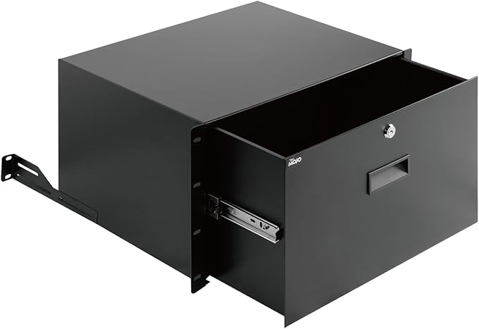 Tecmojo 6U Rack Drawer,Rack Mount Drawer for 19in Network Equipment/Server/AV Rack or Cabinet Enclosure,Sliding and Lockable Server Rack Drawer - Load-Bearing 44lb (20kg),with Cable Management Holes