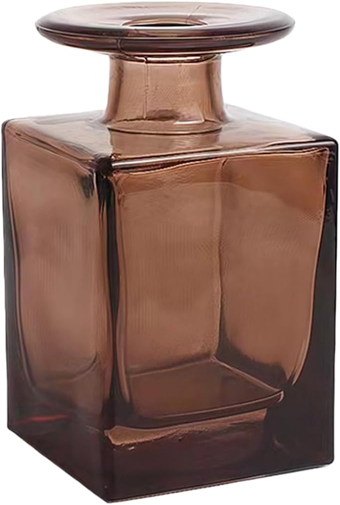 erioctry 150ml 5oz Square Amber Glass Diffuser Bottles Empty Refillable for Home Office Decor