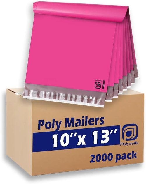 POLYSELLS 2000 Pcs Pink Poly Mailers | 10x13 Inches Waterproof, Tear-Resistant Shipping Envelopes
