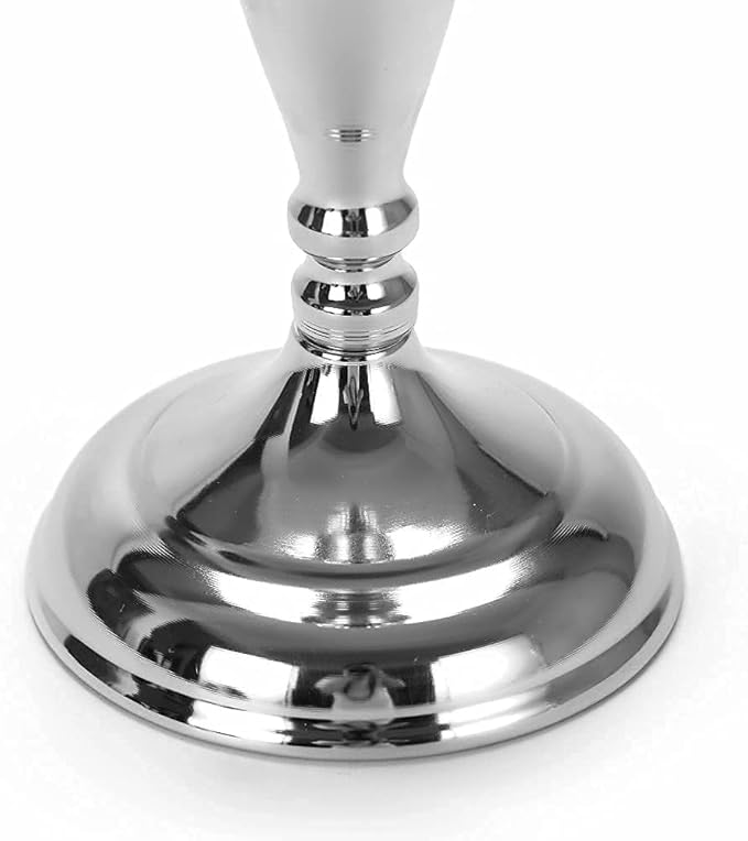 Set of 2 Tabletop Metal Wedding Flower Trumpet Vase Wedding Centerpiece Flower Vase for Wedding Event Decoration Living Decor Party Decor (Silver, 2×L)