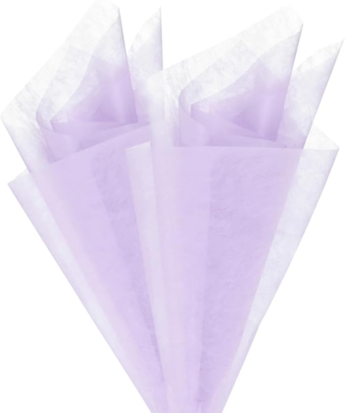 M METERXITY 38-Sheet Korean Cotton Wrapping Flower Paper, 22.8x17.7 Inch/ 58x45cm Waterproof Floral Wrapping Cotton Paper for Bouquets/Gift Packaging [Light Purple]