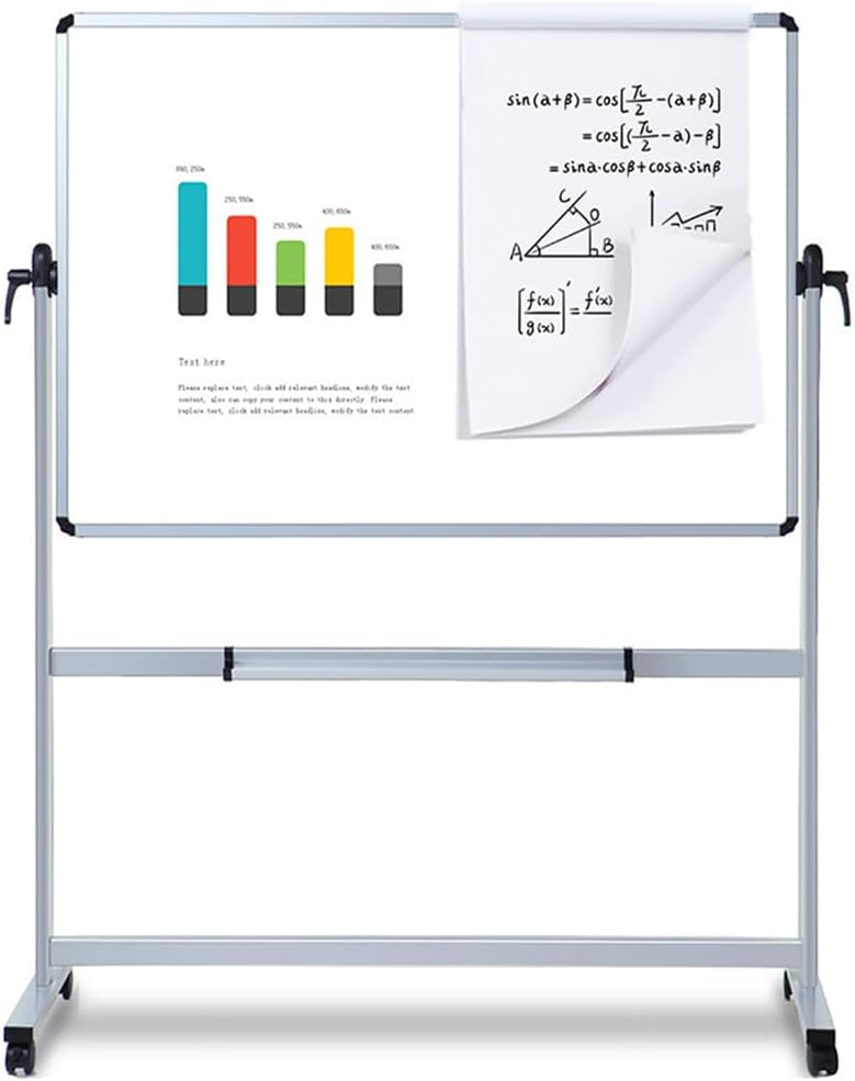 VIZ-PRO Double-Sided Magnetic Whiteboard - 72 x 48 Inches Rolling Dry Erase Easel with Aluminum Frame