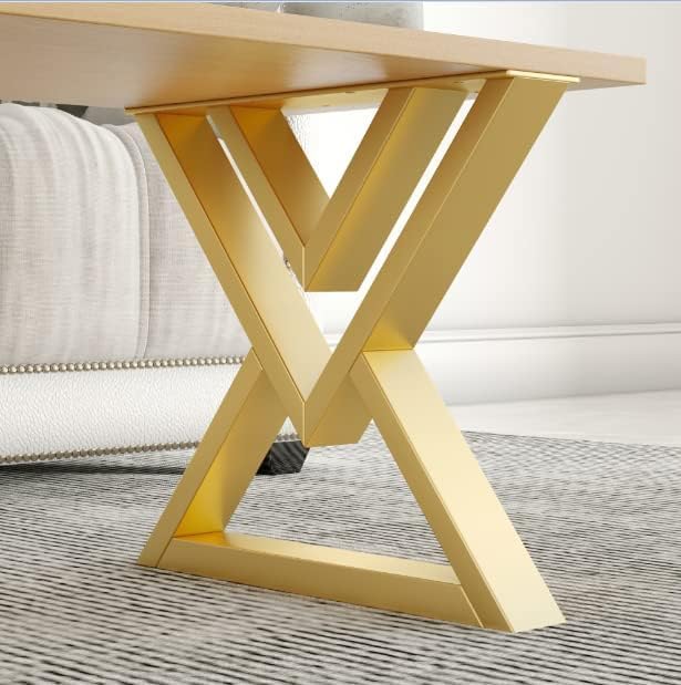 Heavy Duty Coffee Table Legs 16 Inch Set of 2, Industrial Metal Bench Legs 600 LBS Load Capacity, for DIY Bench, End Table, Side Table, Rust-Proof & Adjustable Feet Nano Gold
